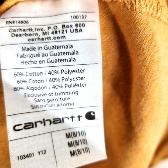 Carhartt Womens Original Fit Long Sleeve Crew Neck Spellout Tee Medium - Picture 5 of 5